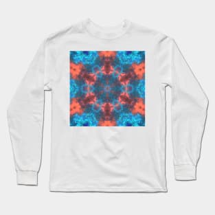 Psychedelic Hippie Flower Red and Blue Long Sleeve T-Shirt